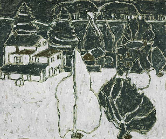 David Milne, Black and White Trees and Buildings, 1915/6